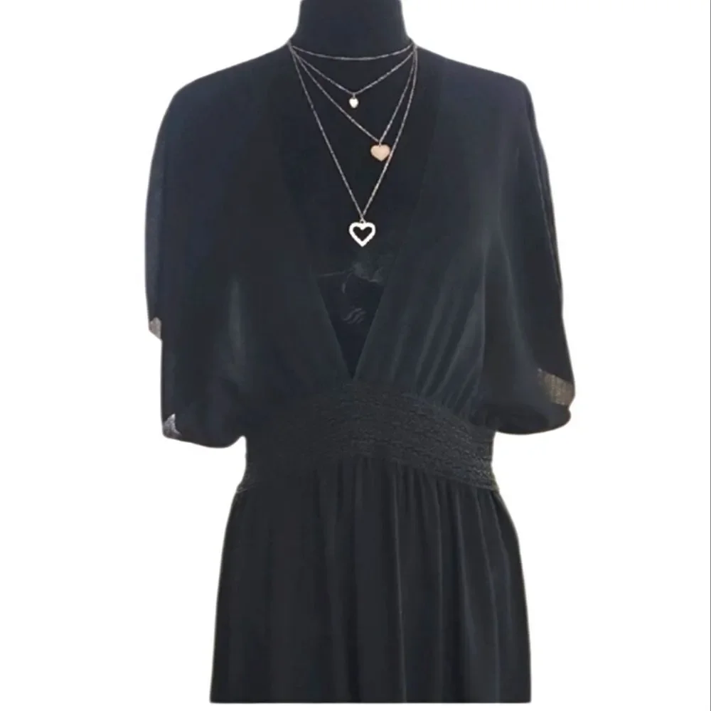 Boohoo Black Maxi Swim Dress – Plunge Neck, Size 18
